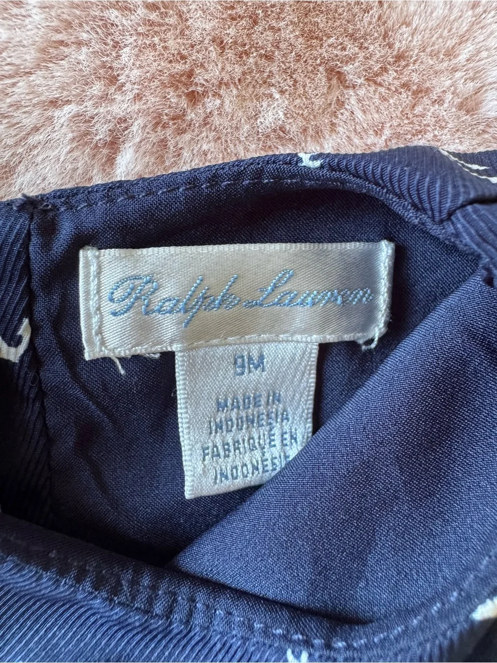 Ralph Lauren Navy Anchor Dress Baby Girl Size 9 Months